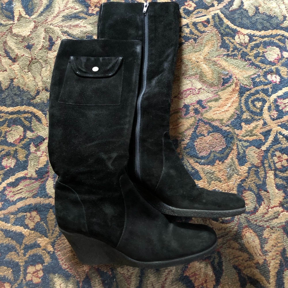KORS Michael Kors Black Suede Heeled Boots